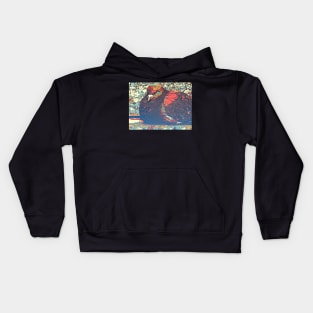 Pigeon Portrait in Caramel and Blue Kids Hoodie